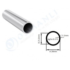 Alüminyum Boru Dış Çap 28mm X Et Kalınlık 1.2mm